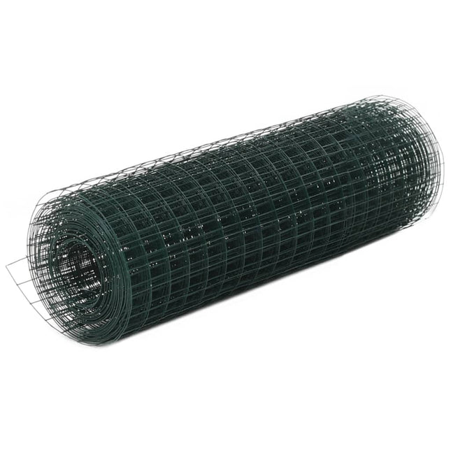 Kippengaas 10x0,5 m staal met PVC coating groen 12 x 12 mm 10 x 0.5 m