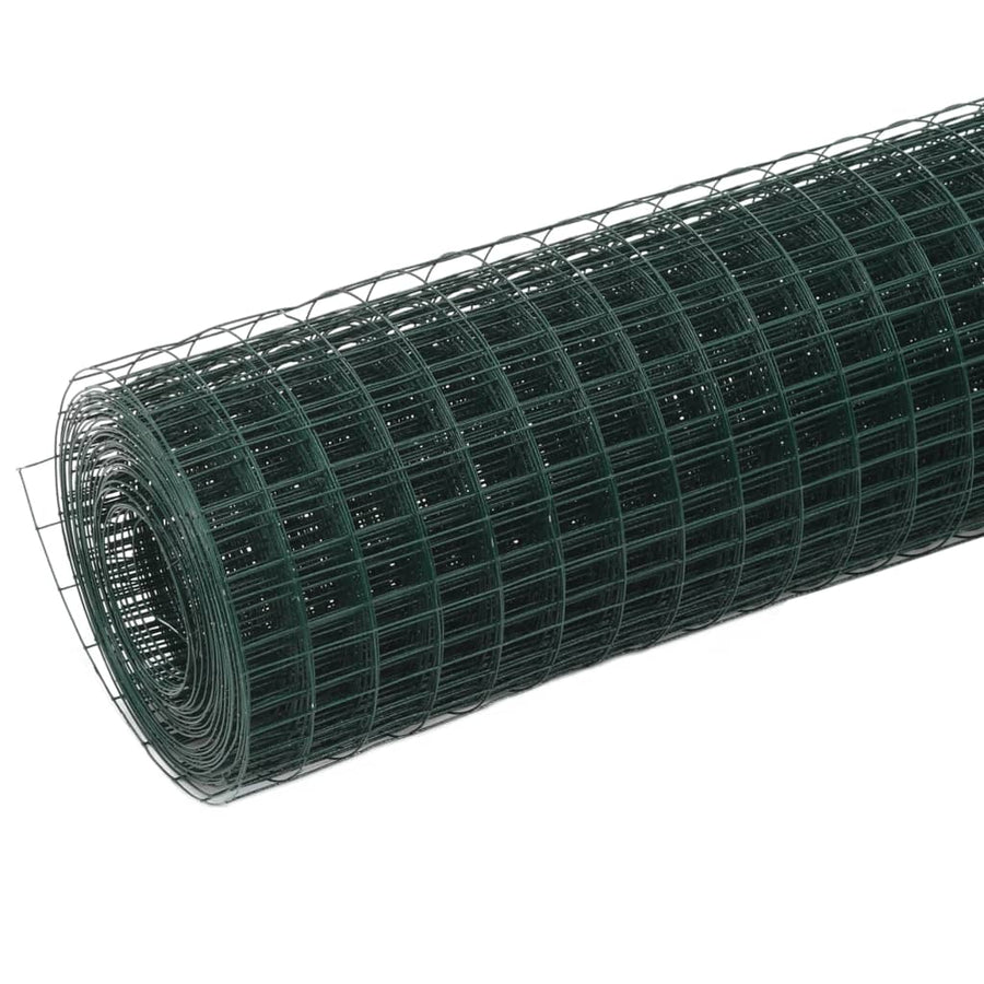 Kippengaas 10x0,5 m staal met PVC coating groen 16 x 16 mm 10 x 0.5 m