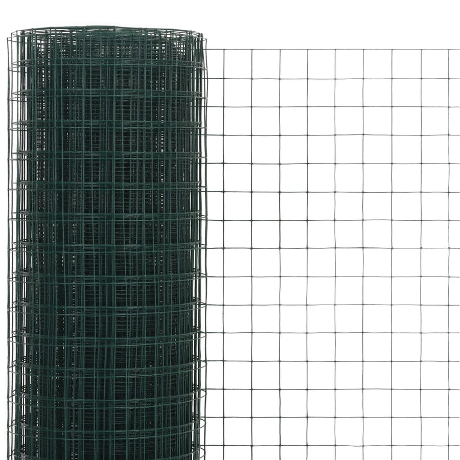 Kippengaas 10x0,5 m staal met PVC coating groen 16 x 16 mm 10 x 0.5 m