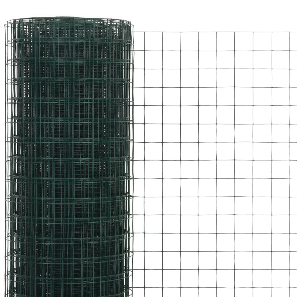 Kippengaas 10x1,5 m staal met PVC coating groen 12 x 12 mm 10 x 1.5 m