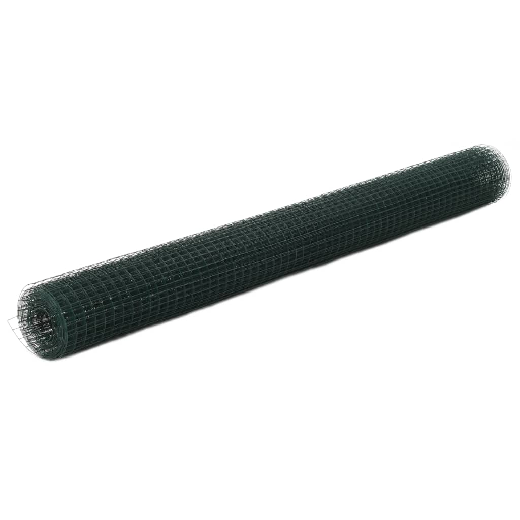 Kippengaas 10X1,5 M Staal Met Pvc Coating Groen 25 x 25 mm