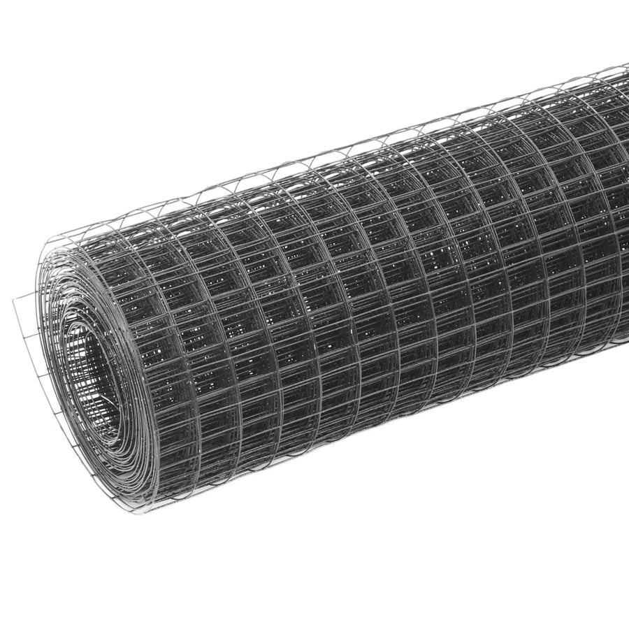 Kippengaas 10x1,5 m staal met PVC coating grijs 25 x 25 mm 10 x 1.5 m