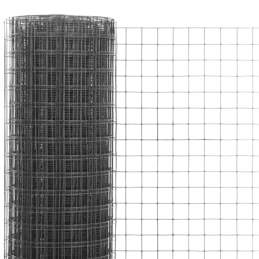Kippengaas 10x1,5 m staal met PVC coating grijs 25 x 25 mm 10 x 1.5 m