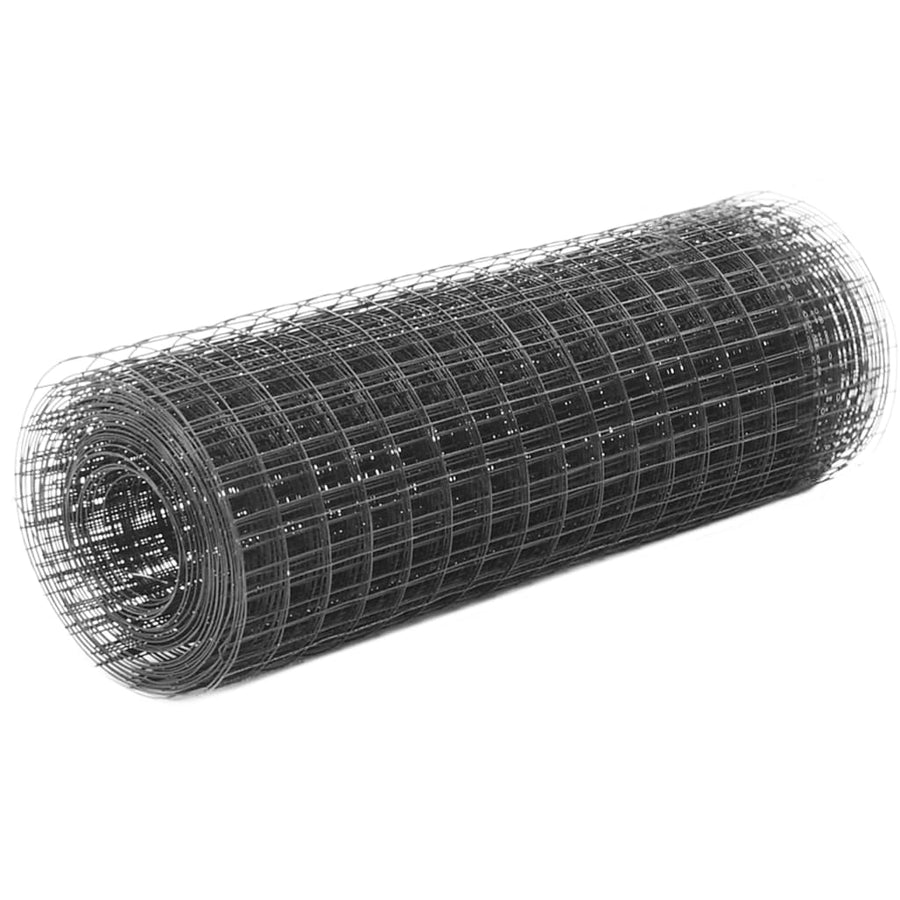 Kippengaas 25X0,5 M Staal Met Pvc Coating Grijs 12 x 12 mm 25 x 0.5 m