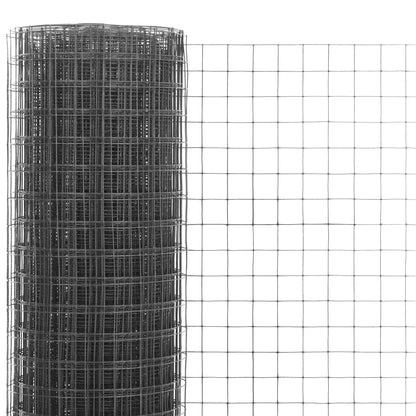 Kippengaas 25x0,5 m staal met PVC coating grijs