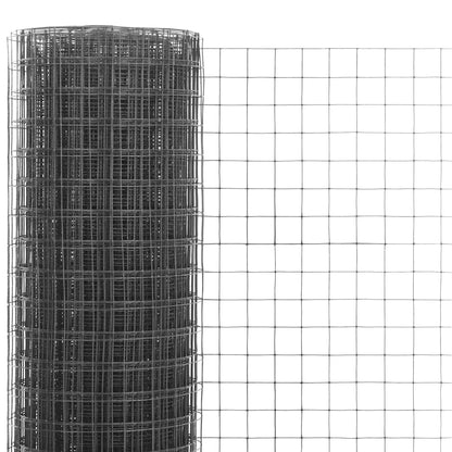 Kippengaas 25x0,5 m staal met PVC coating grijs