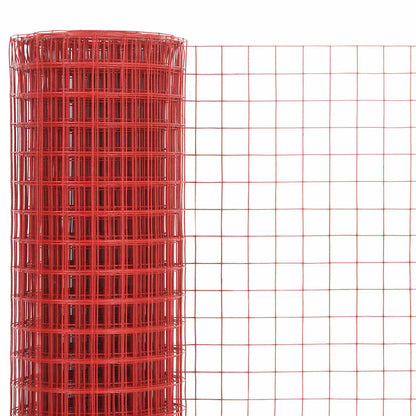 Kippengaas 10x1 m staal met PVC coating rood