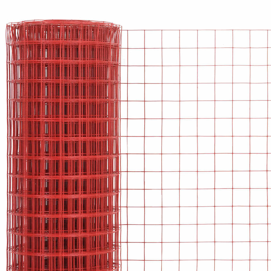 Kippengaas 25x1 m staal met PVC coating rood