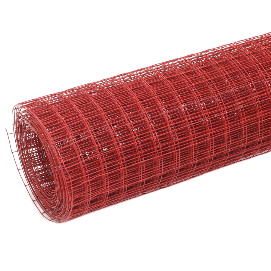 Kippengaas 10x0,5 m staal met PVC coating rood 12 x 12 mm 10 x 0.5 m
