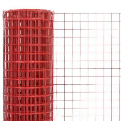 Kippengaas 10x1,5 m staal met PVC coating rood 12 x 12 mm 10 x 1.5 m