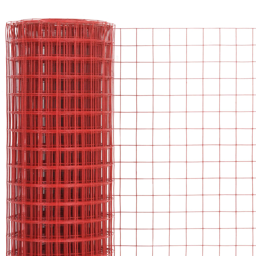 Kippengaas 10x1,5 m staal met PVC coating rood 19 x 19 mm 10 x 1.5 m