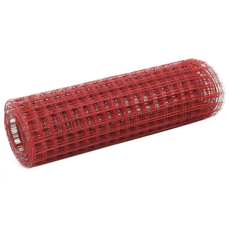 Kippengaas 25X0,5 M Staal Met Pvc Coating Rood 25 x 25 mm 25 x 0.5 m