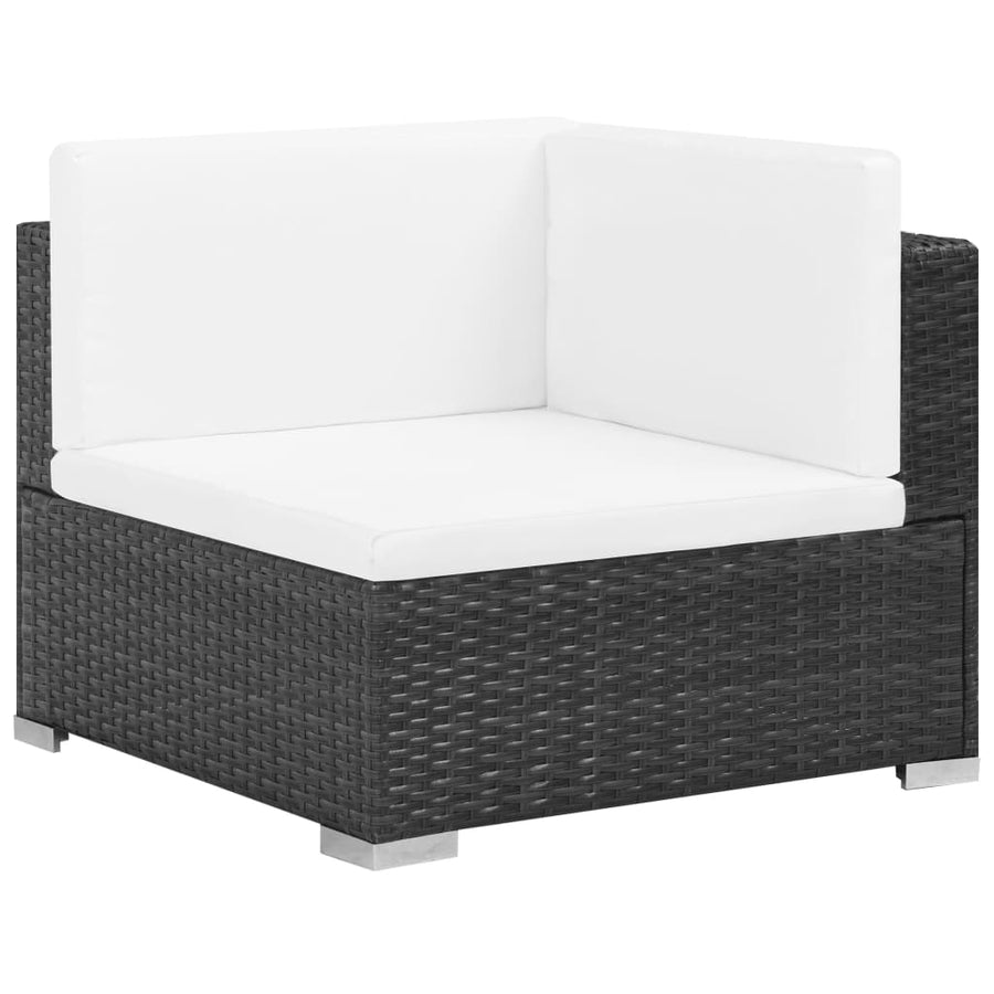 -Delige Loungeset Met Kussens Poly Rattan Zwart