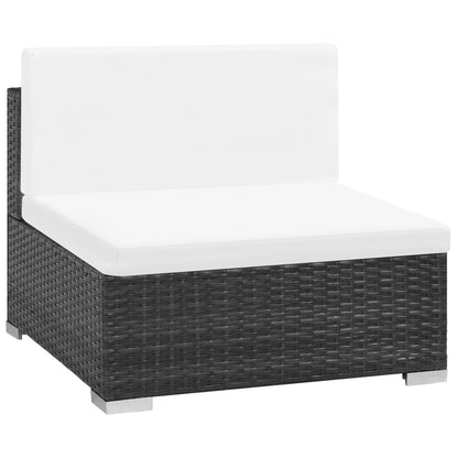 -Delige Loungeset Met Kussens Poly Rattan Zwart