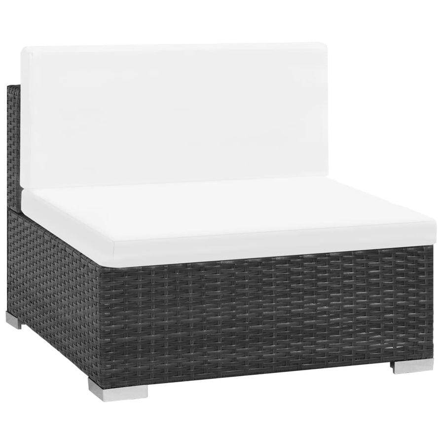 -Delige Loungeset Met Kussens Poly Rattan Zwart