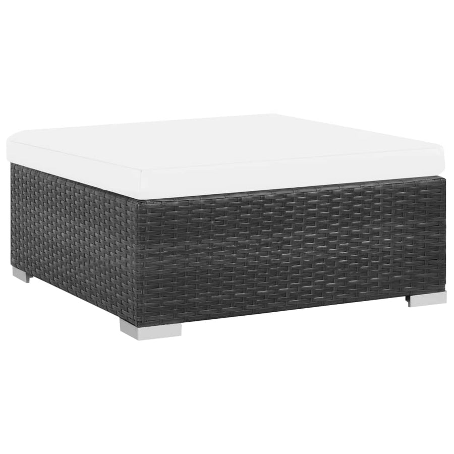 -Delige Loungeset Met Kussens Poly Rattan Zwart