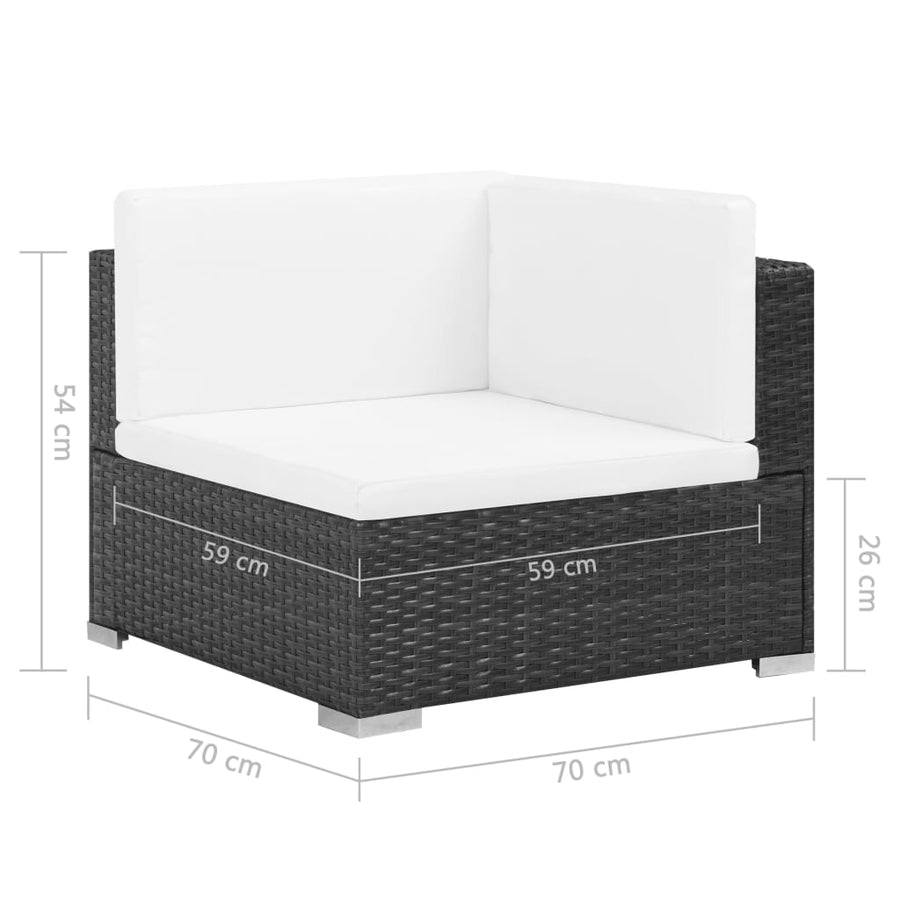 -Delige Loungeset Met Kussens Poly Rattan Zwart