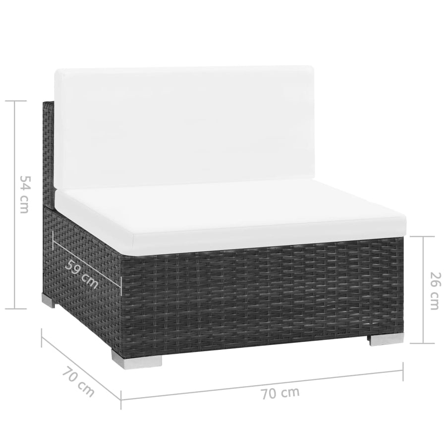 -Delige Loungeset Met Kussens Poly Rattan Zwart