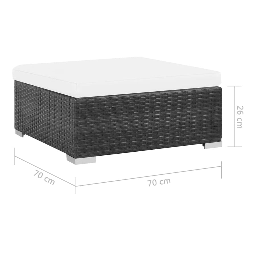 -Delige Loungeset Met Kussens Poly Rattan Zwart