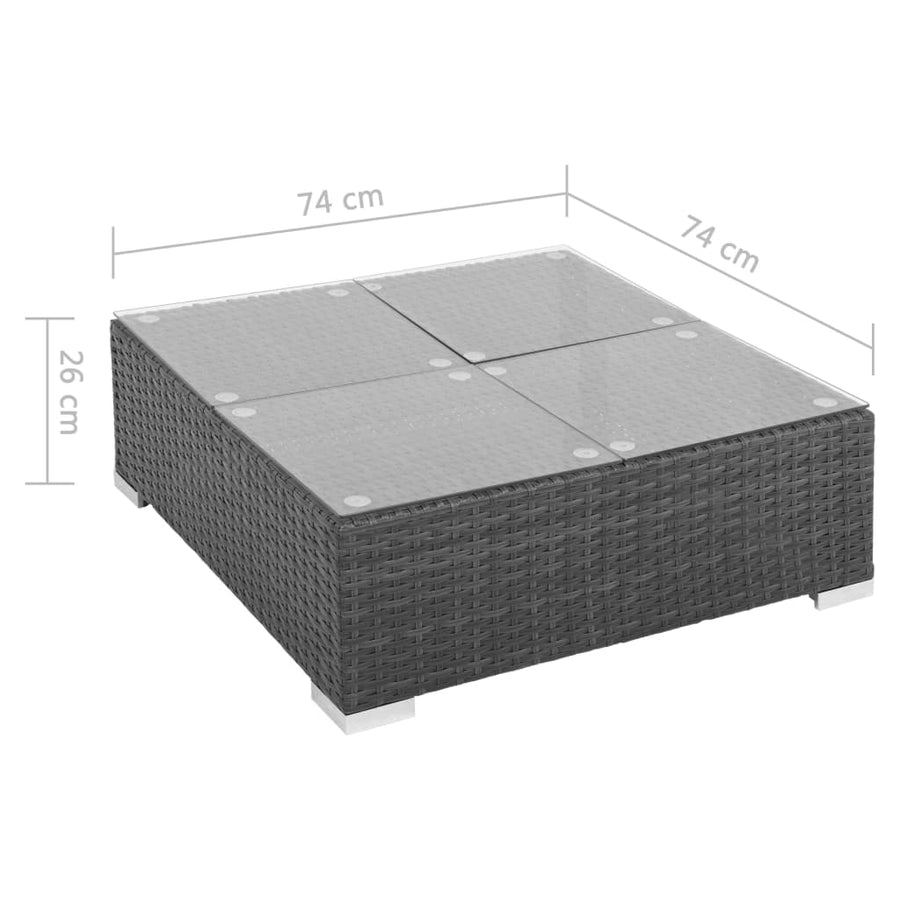 -Delige Loungeset Met Kussens Poly Rattan Zwart