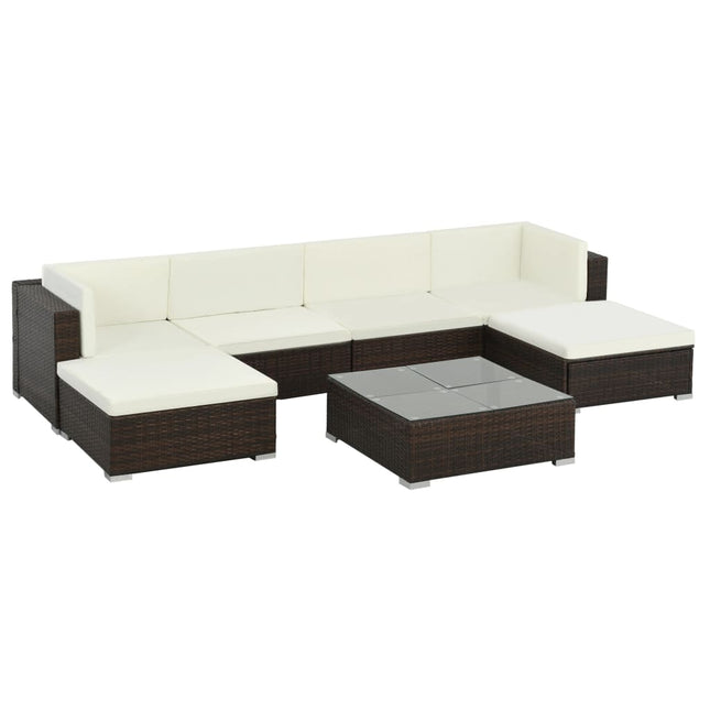 -Delige Loungeset Met Kussens Poly Rattan Bruin