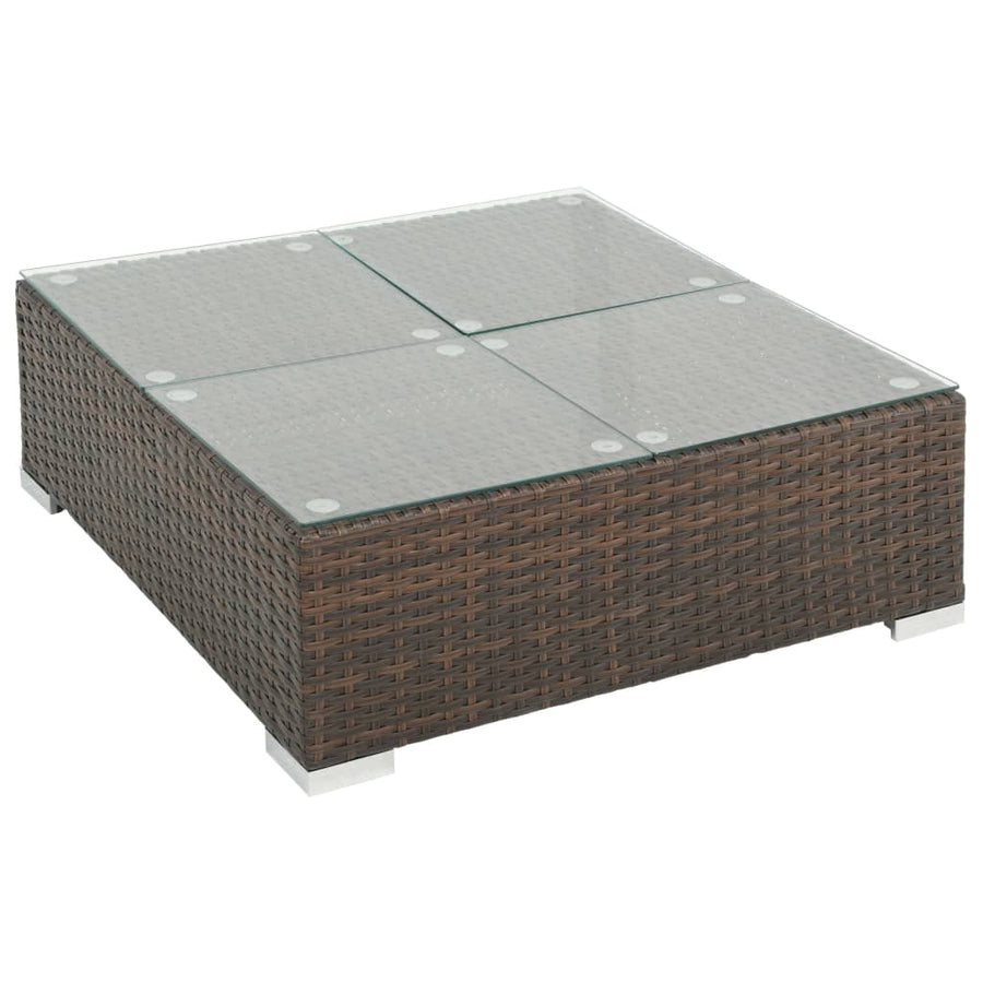 -Delige Loungeset Met Kussens Poly Rattan Bruin