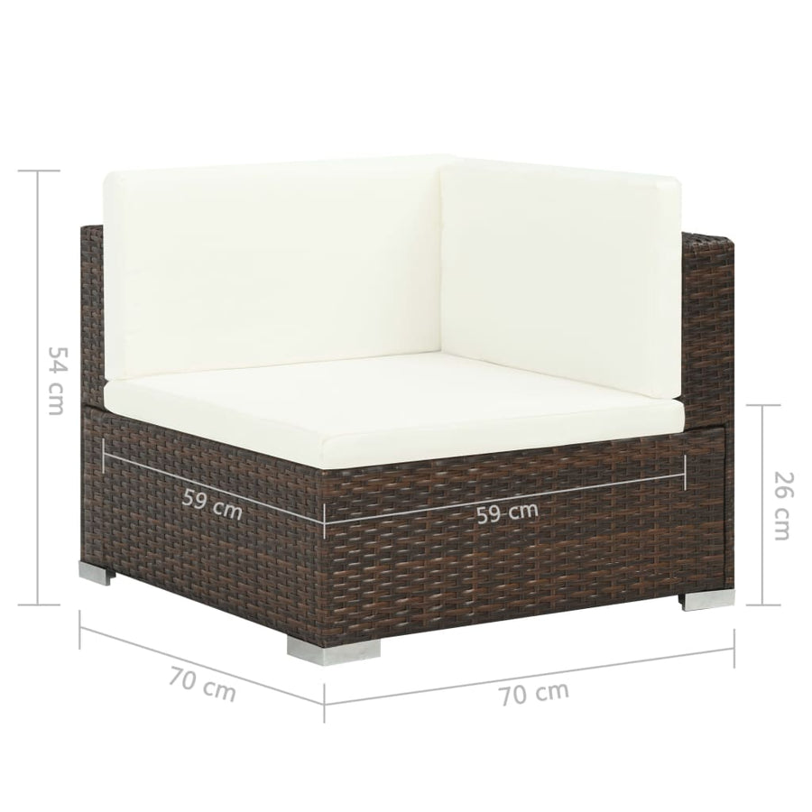 -Delige Loungeset Met Kussens Poly Rattan Bruin