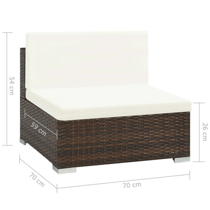 -Delige Loungeset Met Kussens Poly Rattan Bruin
