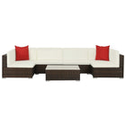 -Delige Loungeset Met Kussens Poly Rattan Bruin