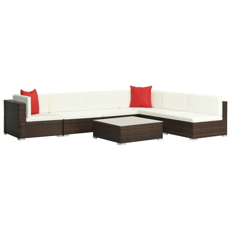 -Delige Loungeset Met Kussens Poly Rattan Bruin
