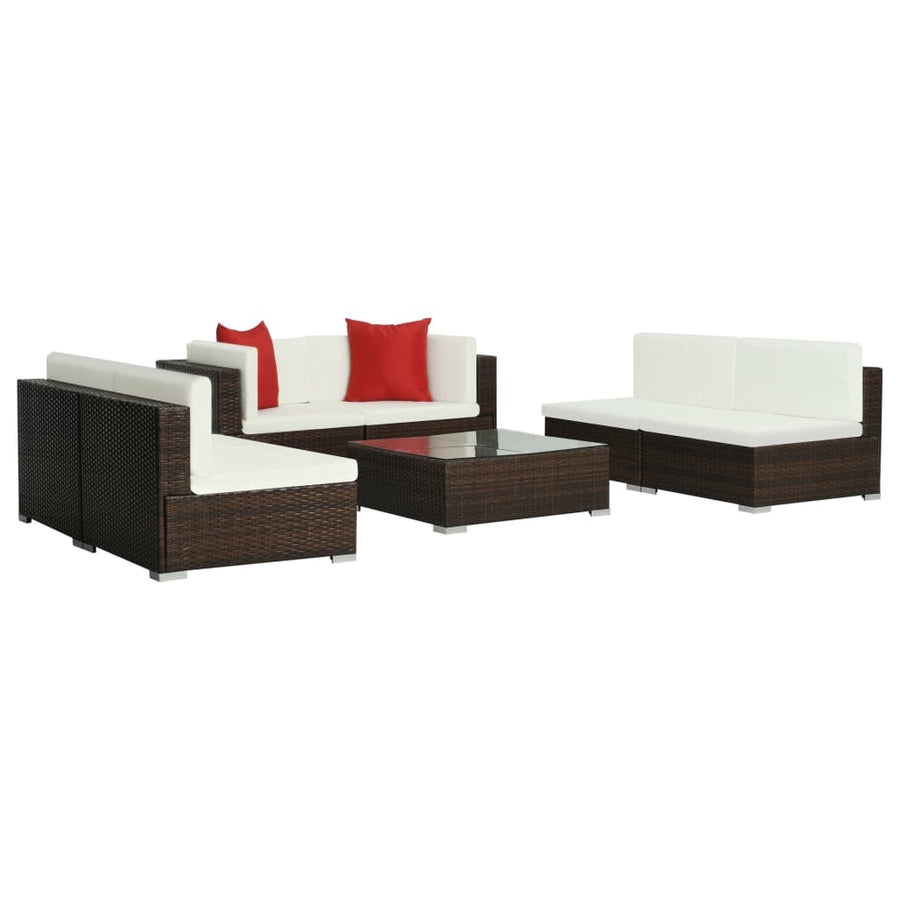 -Delige Loungeset Met Kussens Poly Rattan Bruin
