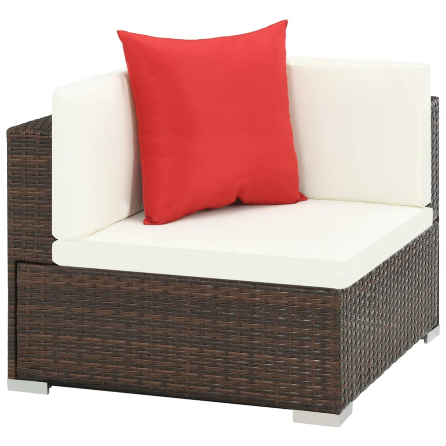 -Delige Loungeset Met Kussens Poly Rattan Bruin