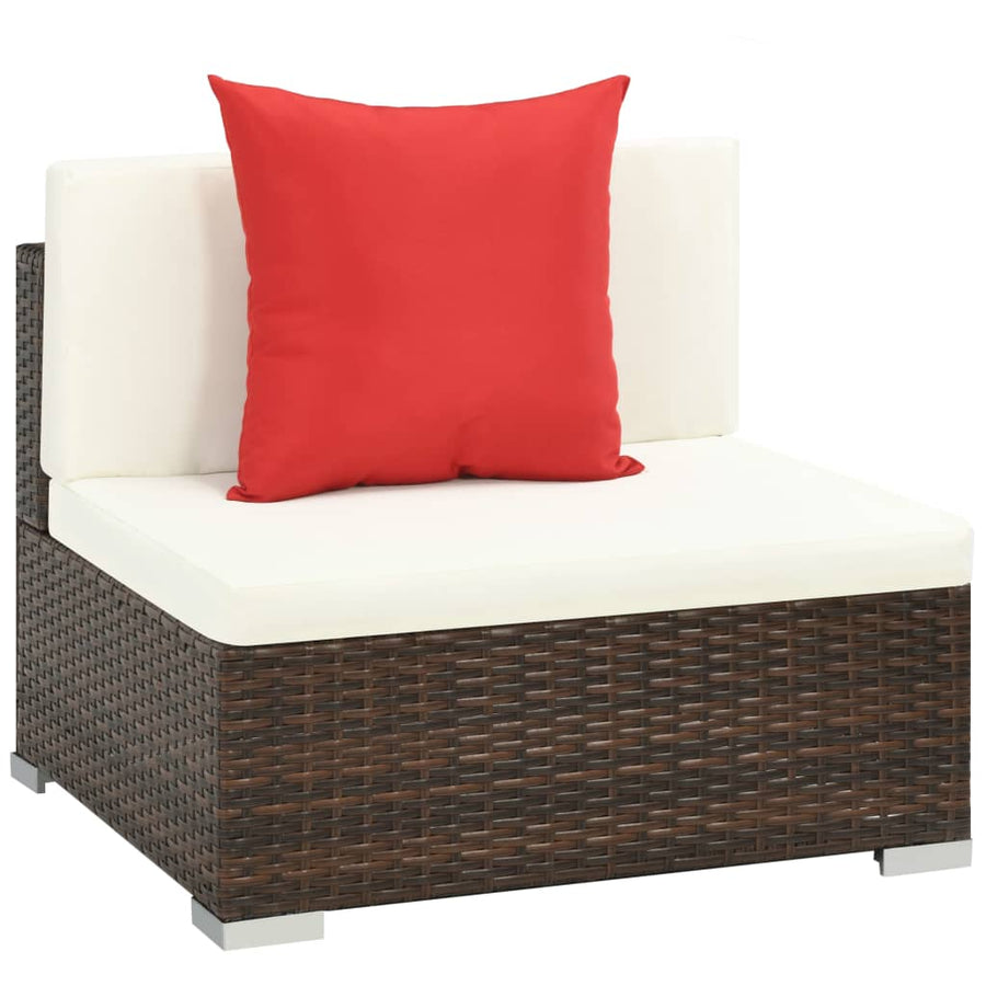-Delige Loungeset Met Kussens Poly Rattan Bruin