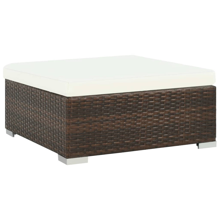-Delige Loungeset Met Kussens Poly Rattan Bruin