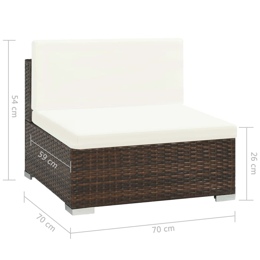 -Delige Loungeset Met Kussens Poly Rattan Bruin
