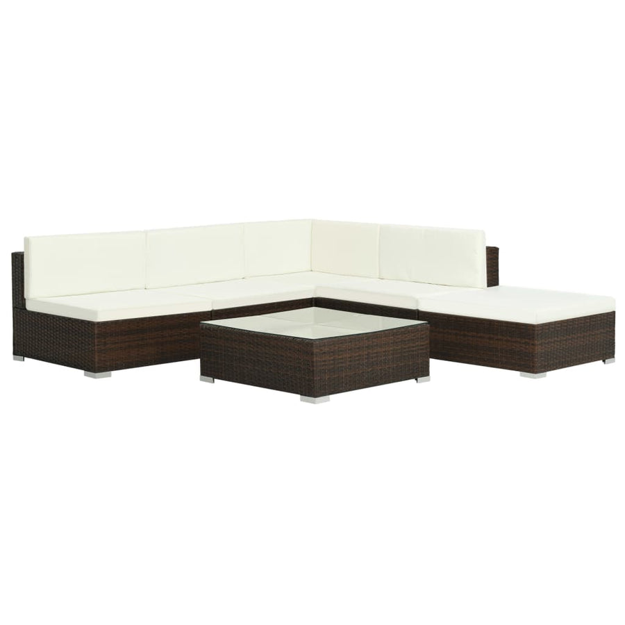 -Delige Loungeset Met Kussens Poly Rattan Bruin