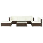 -Delige Loungeset Met Kussens Poly Rattan Bruin