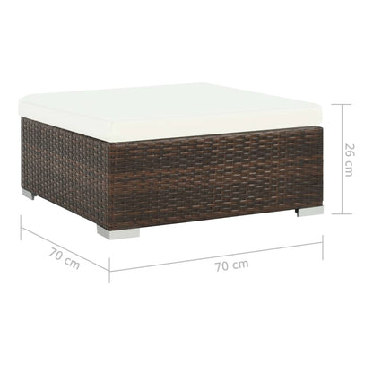 -Delige Loungeset Met Kussens Poly Rattan Bruin