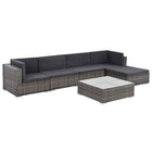 6-piece Lounge Set with Cushions Poly Rattan Grey