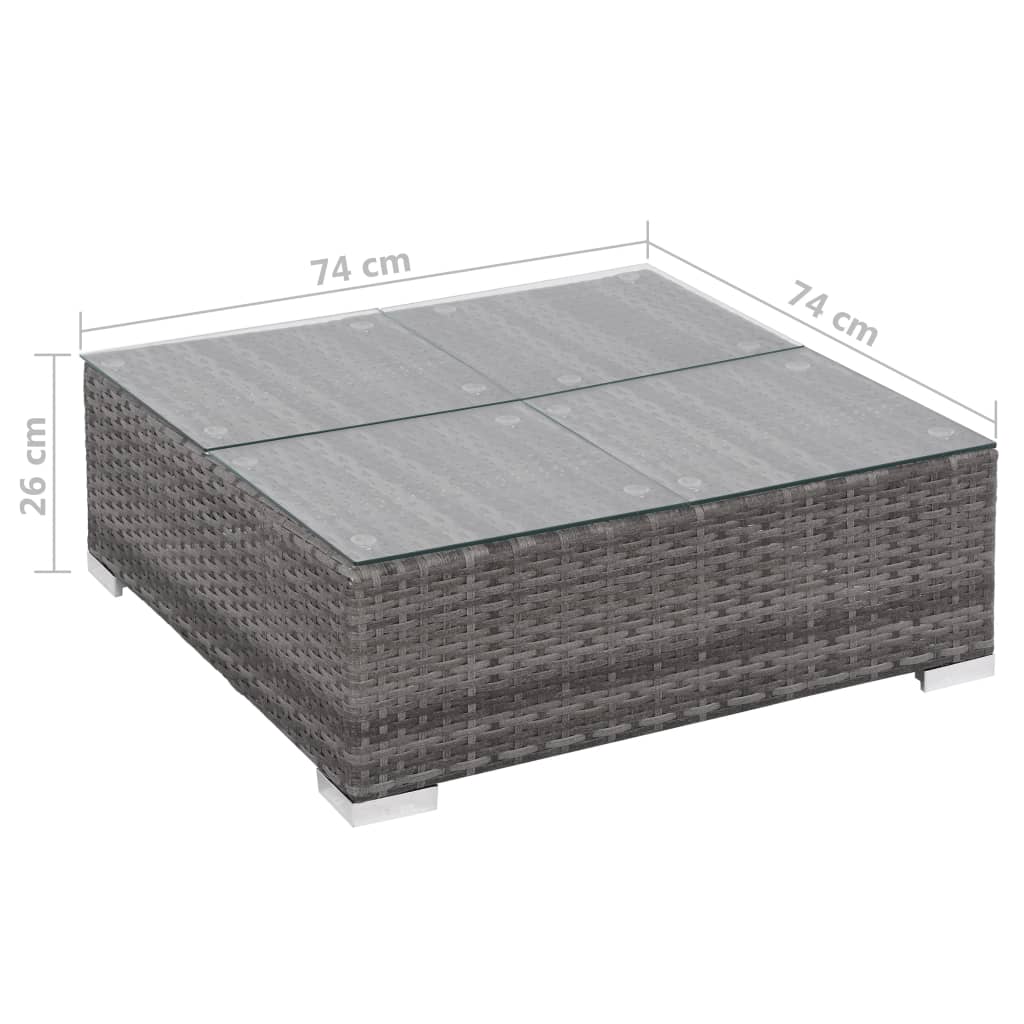 -Delige Loungeset Met Kussens Poly Rattan Grijs