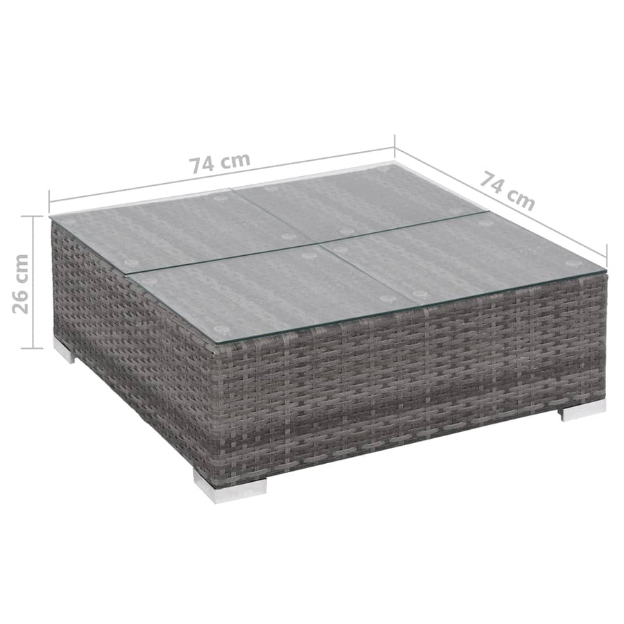 -Delige Loungeset Met Kussens Poly Rattan Grijs