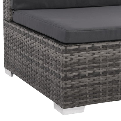 -Delige Loungeset Met Kussens Poly Rattan Grijs
