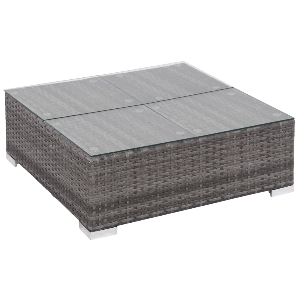 -Delige Loungeset Met Kussens Poly Rattan Grijs