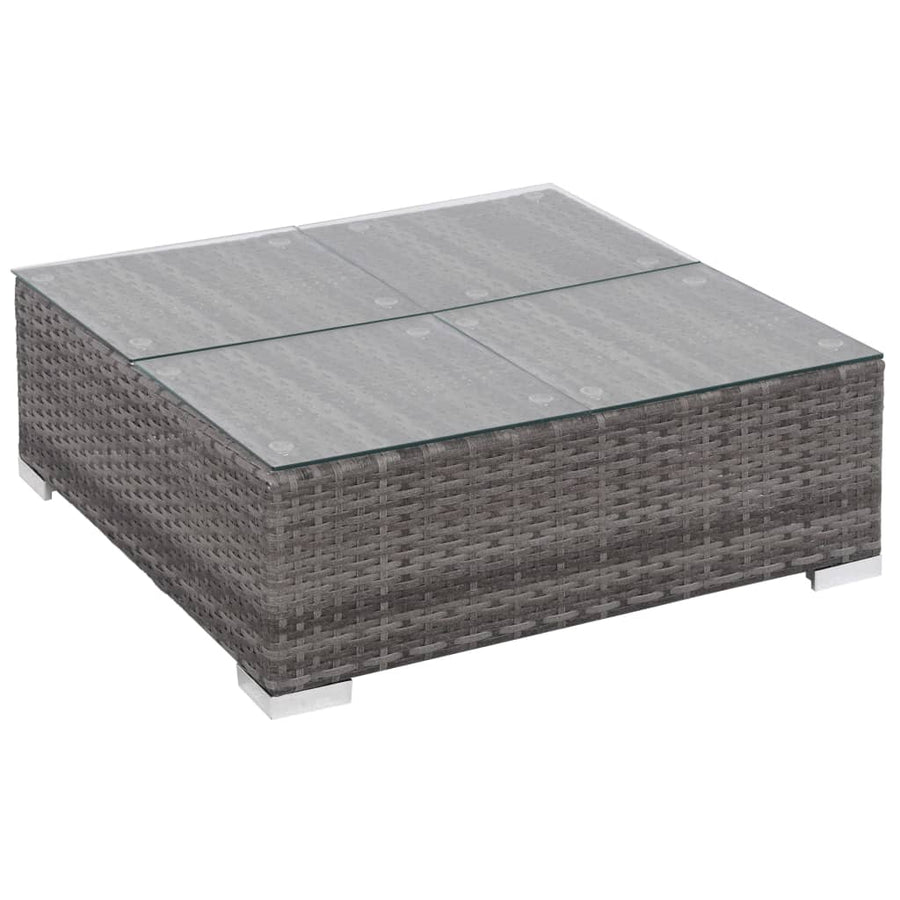 -Delige Loungeset Met Kussens Poly Rattan Grijs