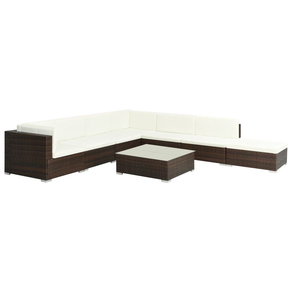 -Delige Loungeset Met Kussens Poly Rattan 8 Ja Bruin