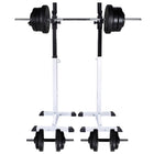 Halter-/squatrek met halterset 60,5 kg staal wit zwart