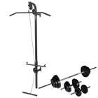 Wall-mounted power tower with 30.5 kg dumbbell set