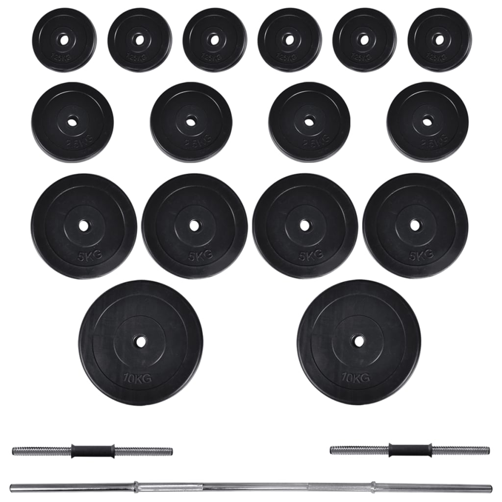 Gewichtenbank Met Gewichtenrek En Halterset 60,5 Kg 60.5 kg