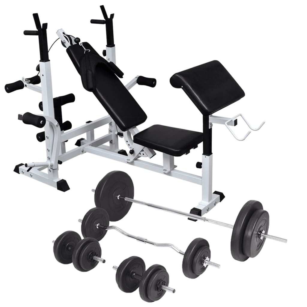 Gewichtenbank Met Gewichtenrek En Halterset 90 kg