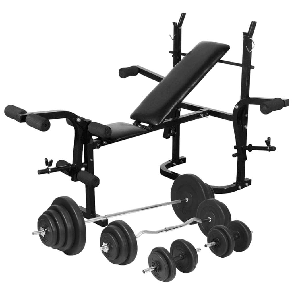 Gewichtenbank met gewichtenrek en halterset 120 kg
